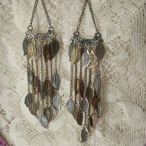 Vintage Boho Cascading Leaf Dangle Earrings